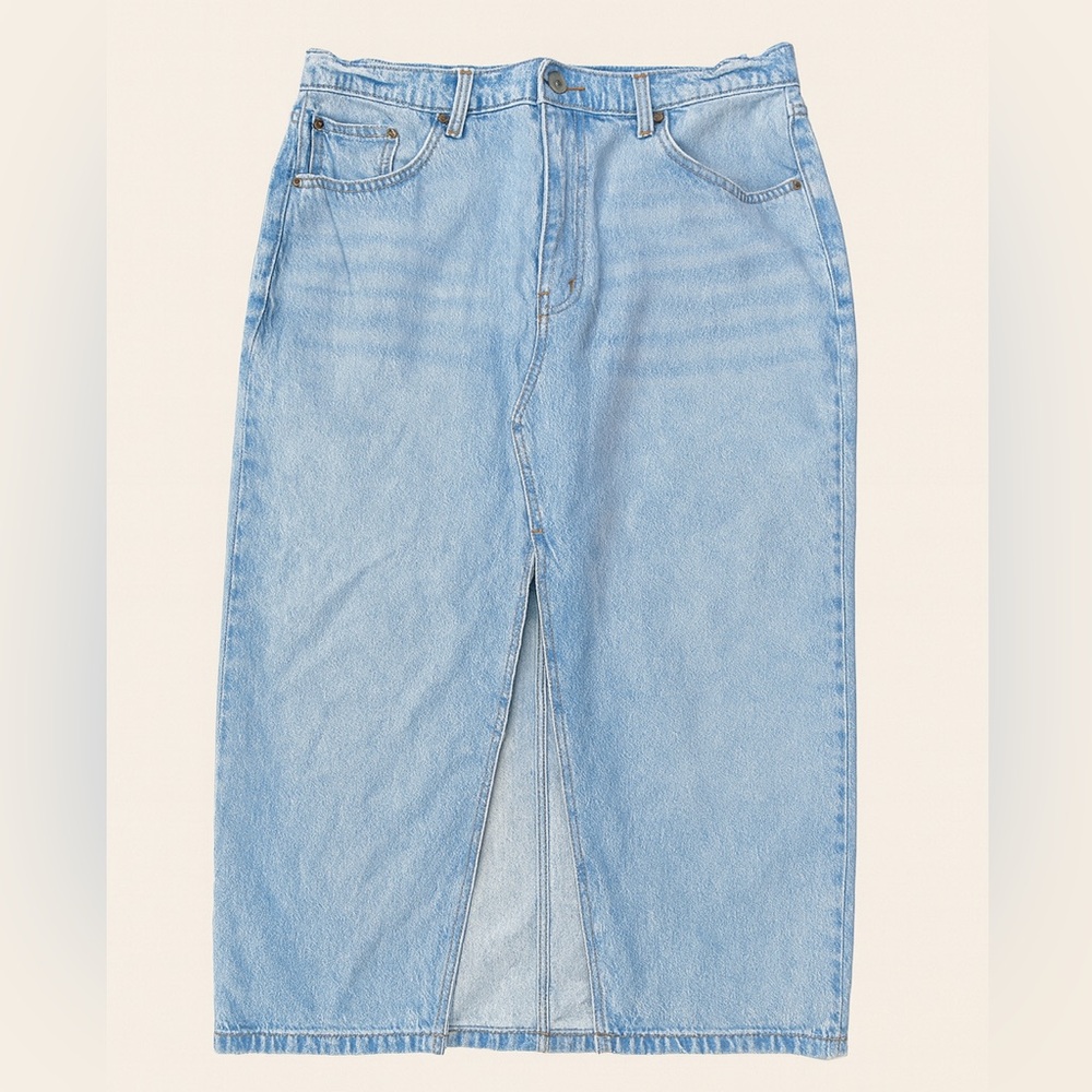 ABERCROMBIE & FITCH womens high rise denim maxi skirt 16/33 light wash